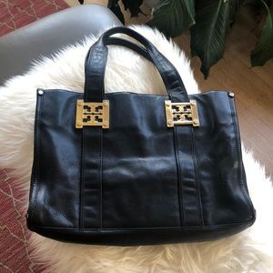 Tory Burch black leather tote